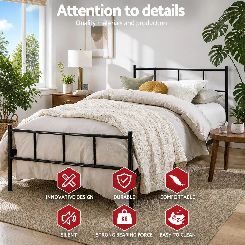 Single Metal Bed Frame Black 190cm x 90cm Storage Space