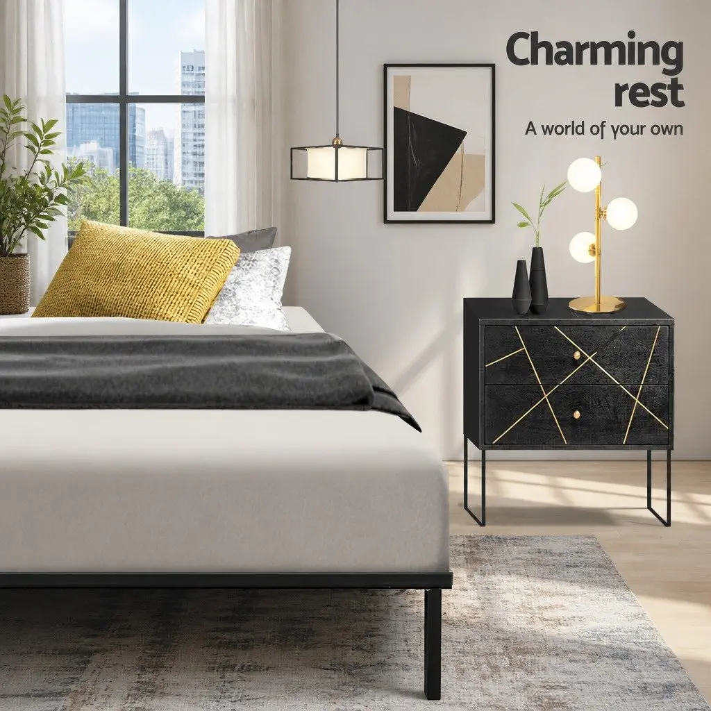 Double Metal Bed Frame with Spacious Storage