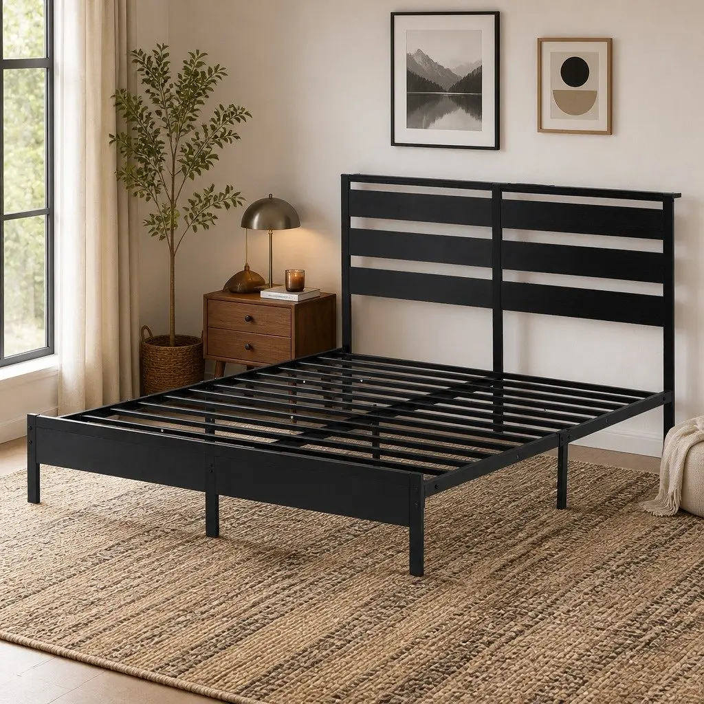 Queen Metal Bed Frame with LED Ambiance