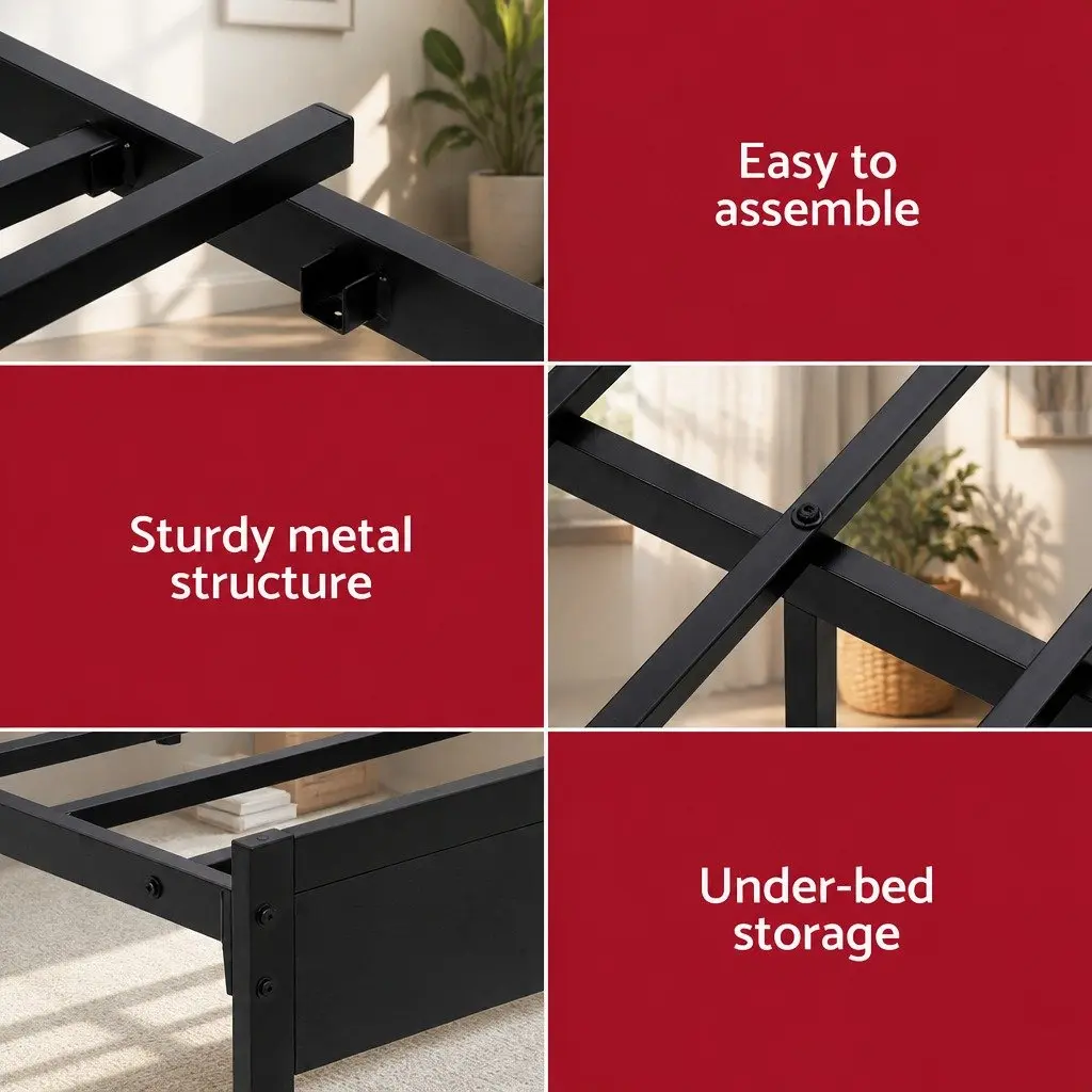 Queen Metal Bed Frame with LED Ambiance