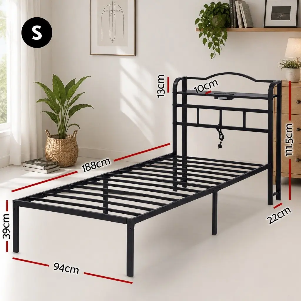 Single Bed Frame with Charging Capability