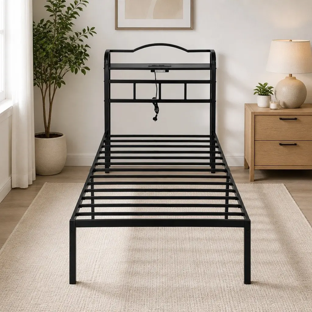 Single Bed Frame with Charging Capability