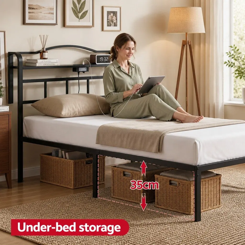 Single Bed Frame with Charging Capability