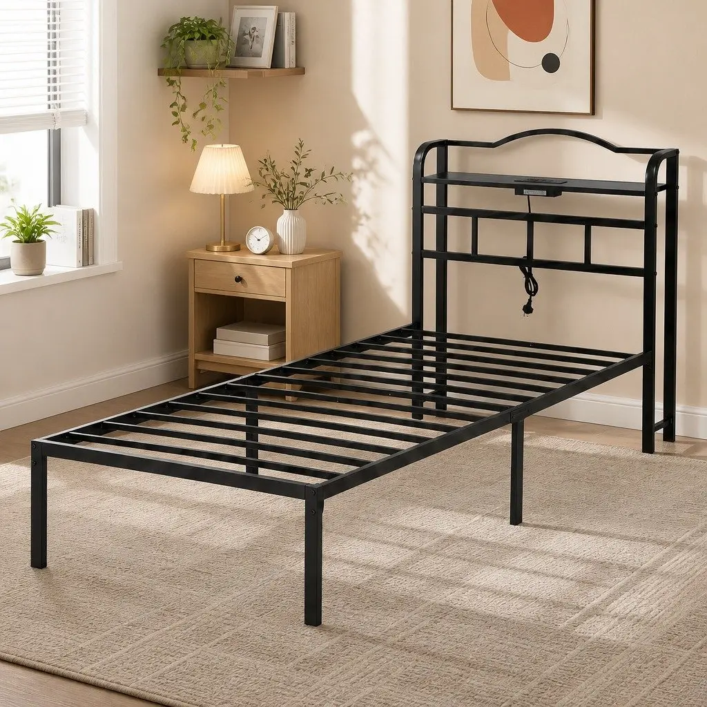 Single Bed Frame with Charging Capability