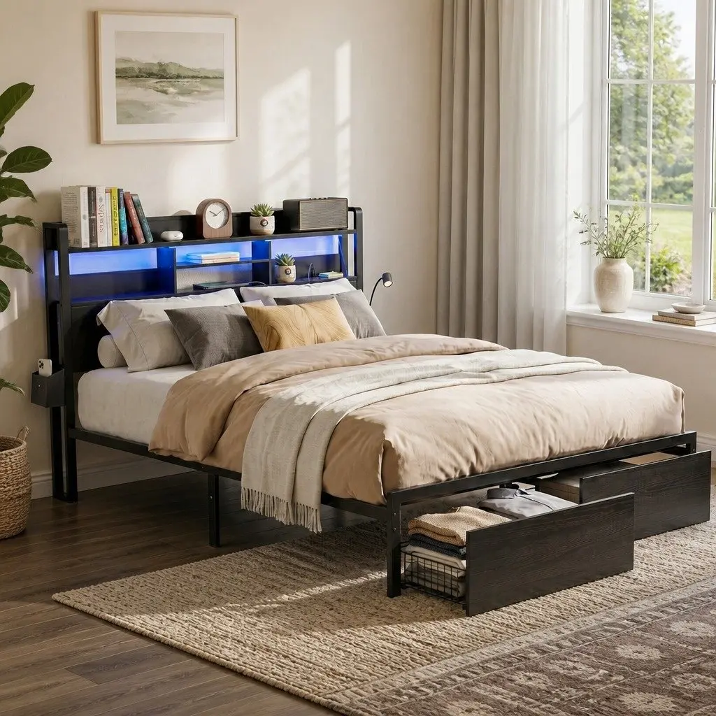 King Bed Frame with Storage