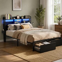 Reliable Queen Bed Frame with Storage and LED Features