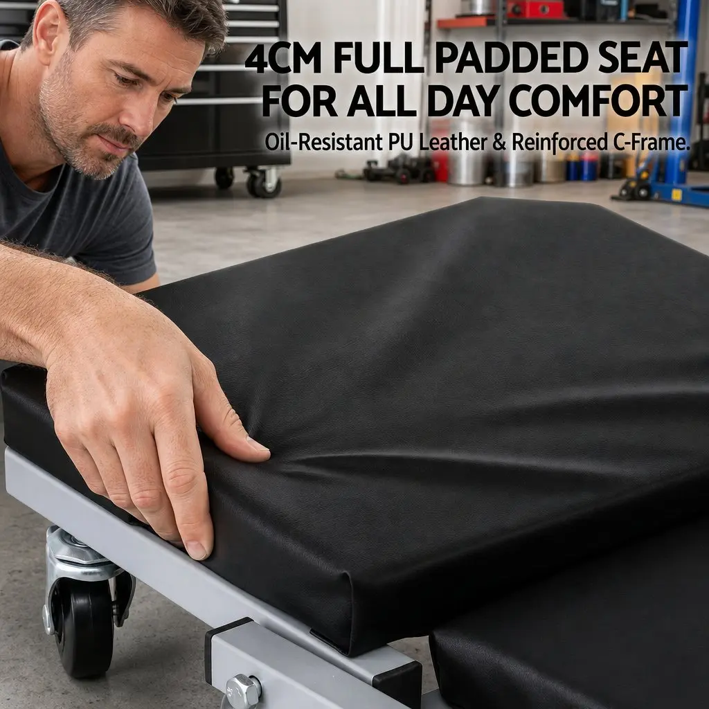 Garage Creeper Mechanic Stool 2-in-1 Automotive Repair Rolling Black or Grey