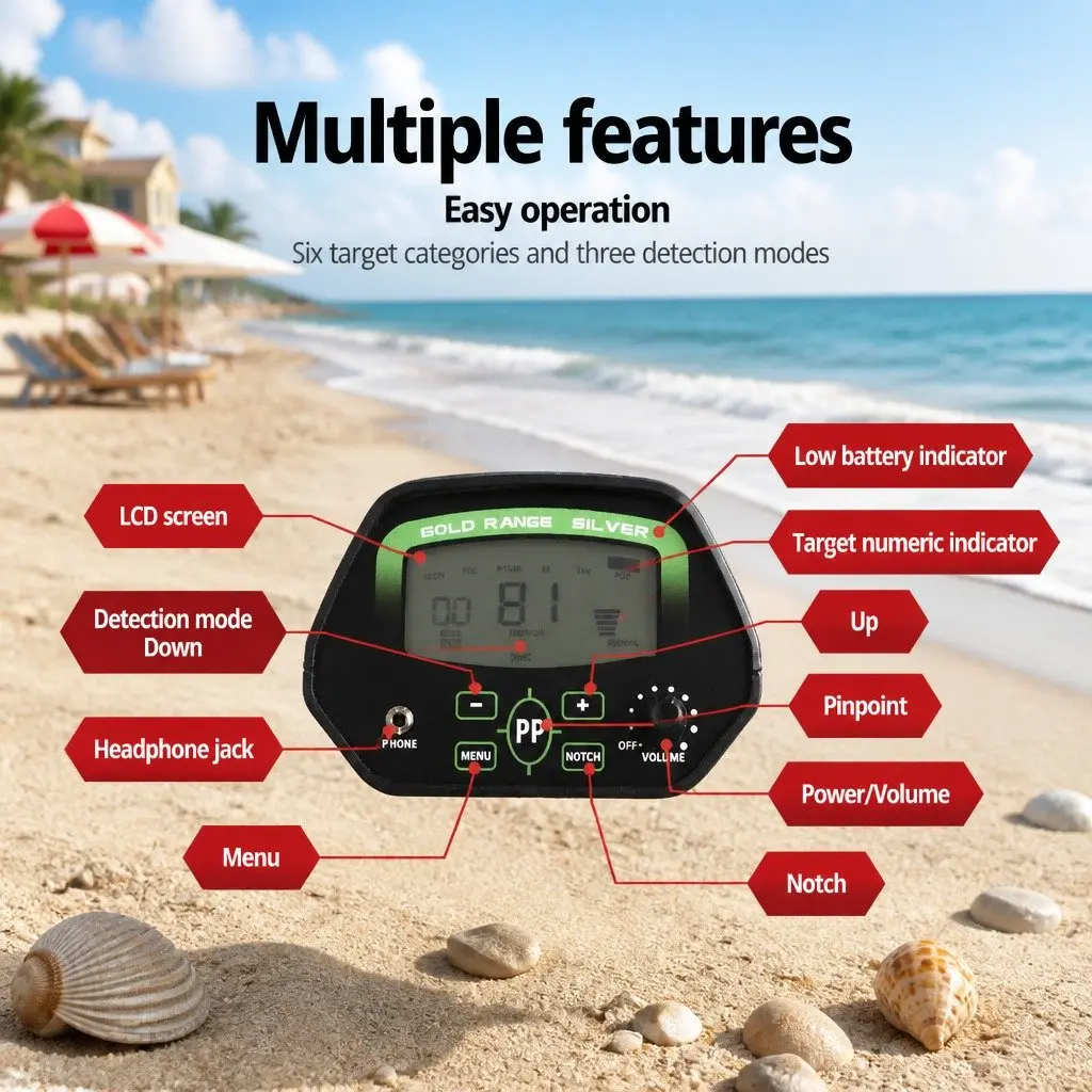 Metal Detector Pinpointer Kit Treasure Hunter Waterproof 250mm Black