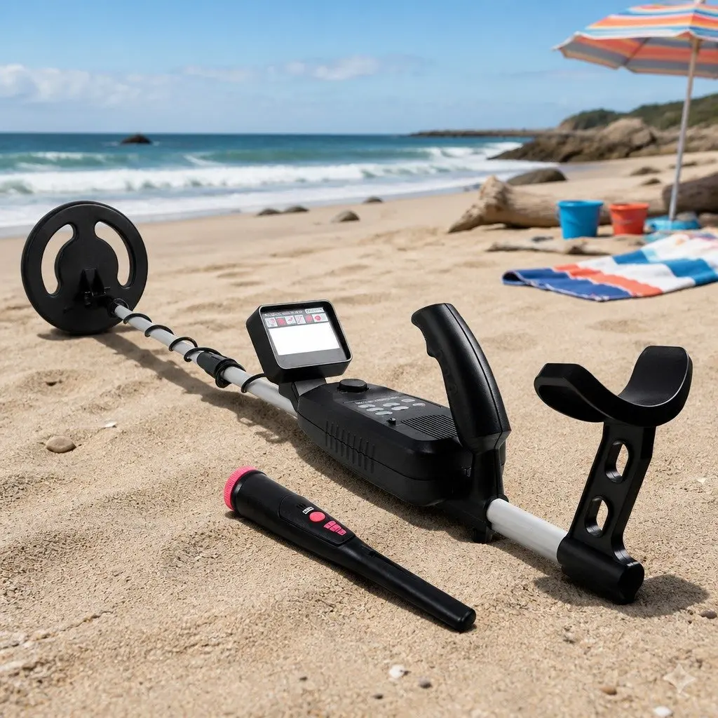 Metal Detector Pinpointer Waterproof 180mm LCD Search Coil Black