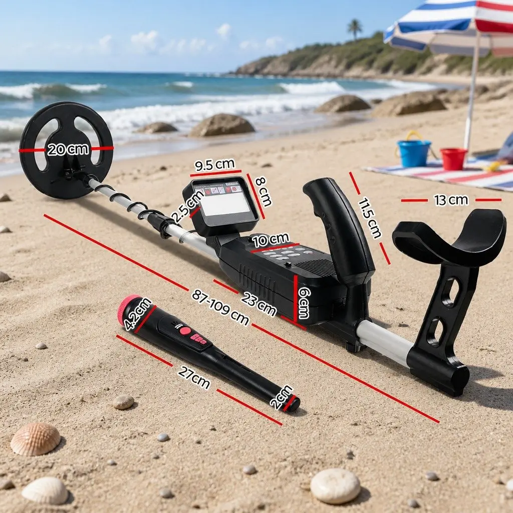 Metal Detector Pinpointer Waterproof 180mm LCD Search Coil Black
