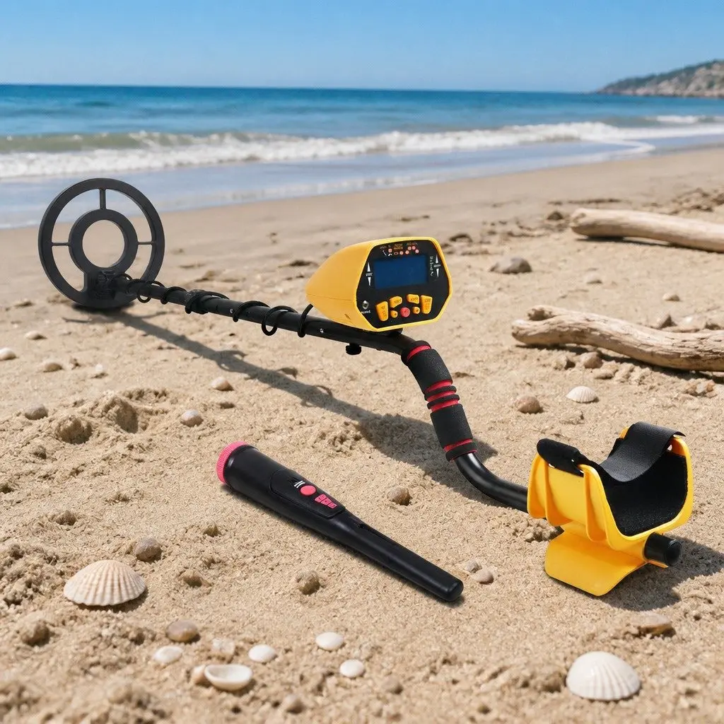 Metal Detector Pinpointer Set Treasure Hunting Adjustable Length Yellow