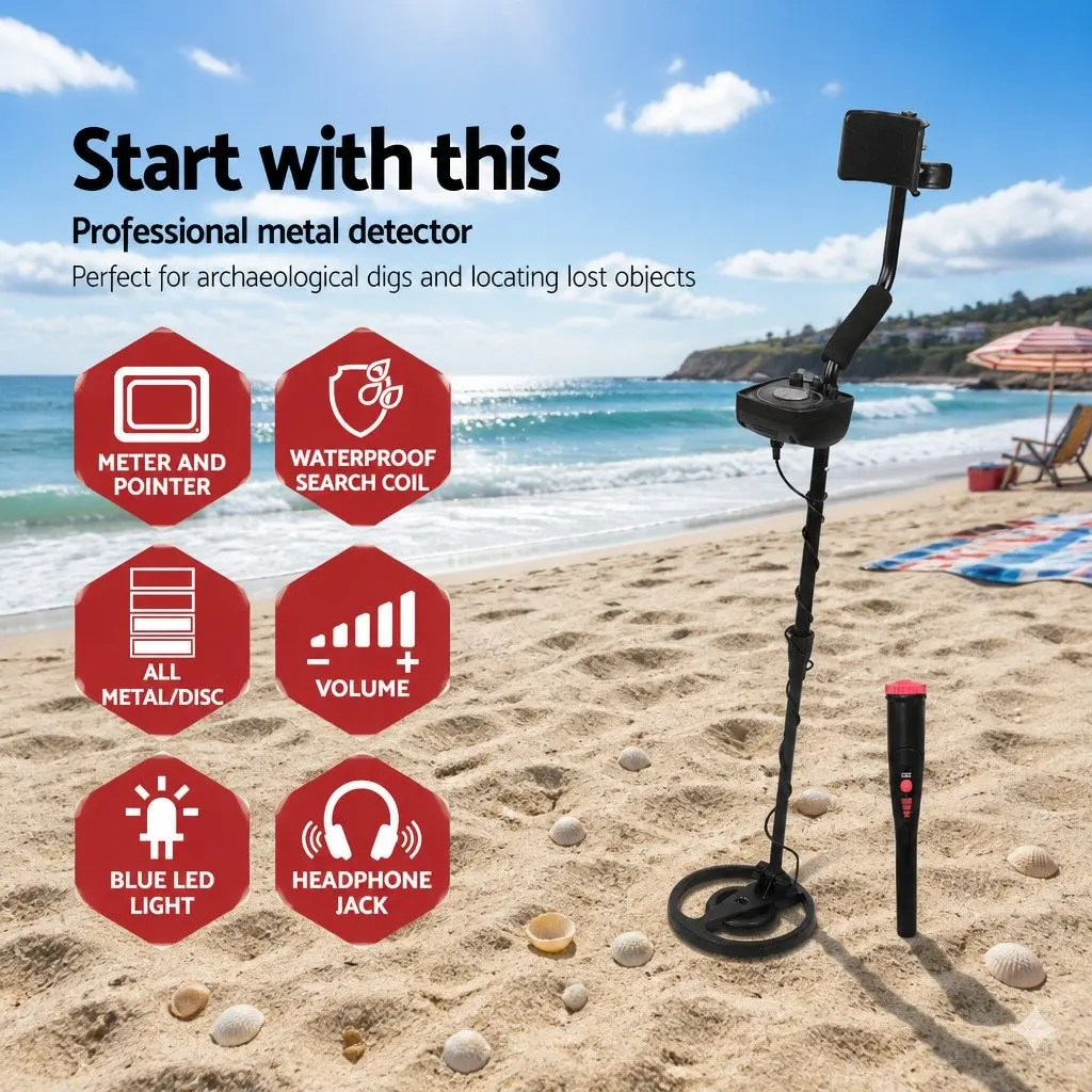 Metal Detector Pinpointer Set 160mm Sensitivity Water Resistant Black