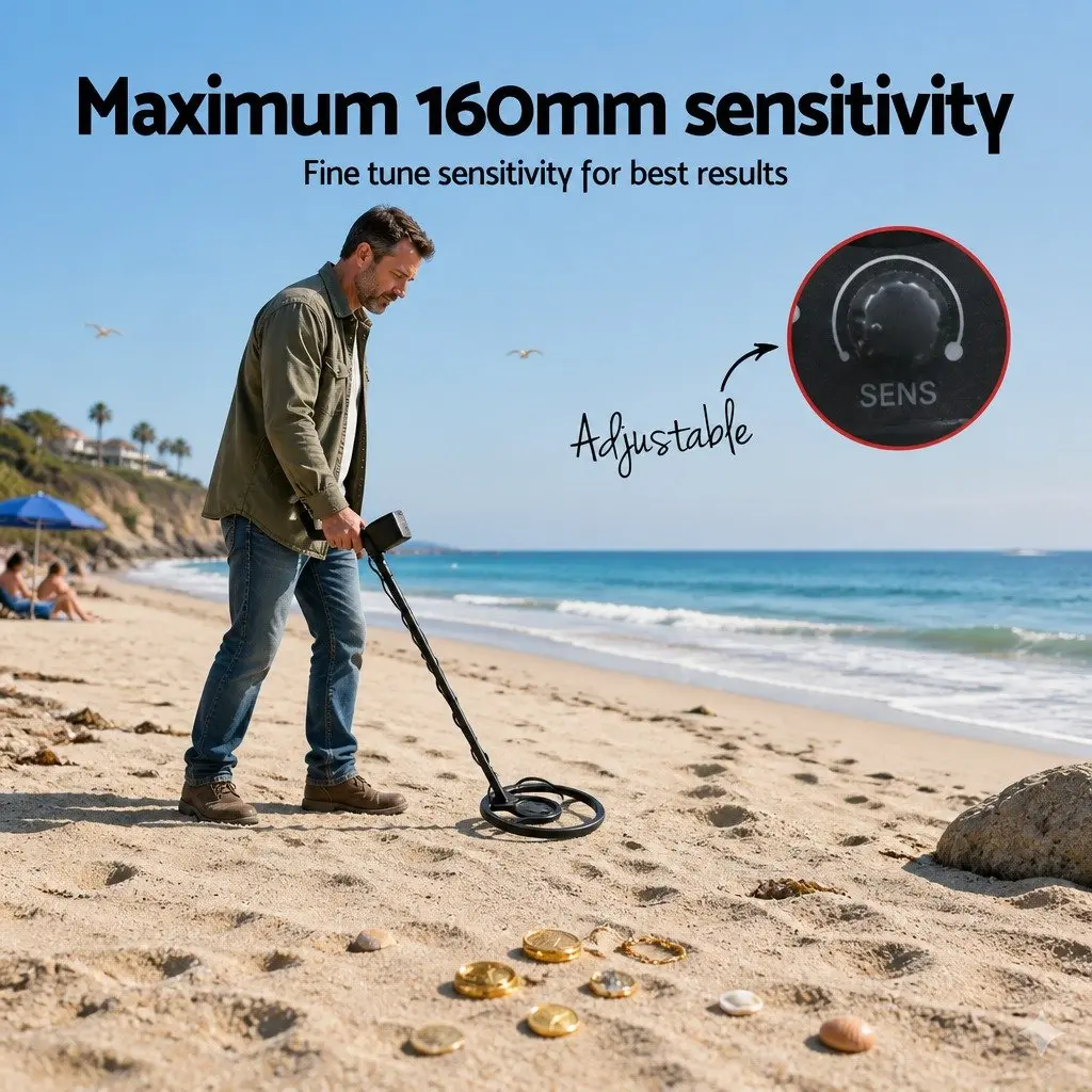 Metal Detector Pinpointer Set 160mm Sensitivity Water Resistant Black