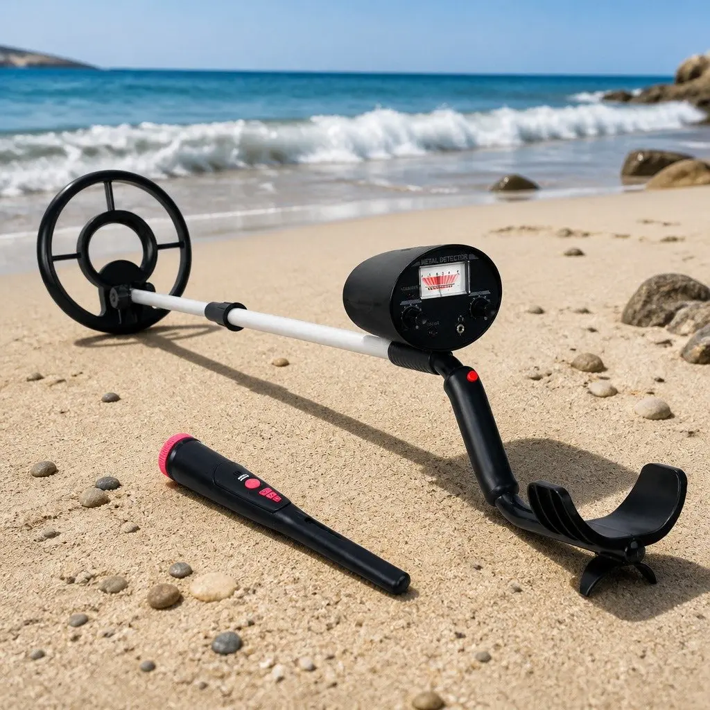 Metal Detector Pinpointer Combo Waterproof 180MM Sensitivity Adjustable Length Black