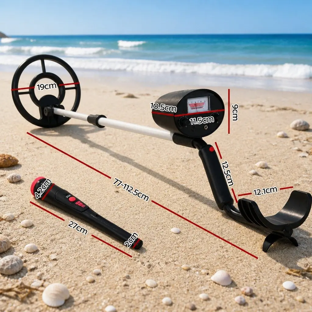Metal Detector Pinpointer Combo Waterproof 180MM Sensitivity Adjustable Length Black