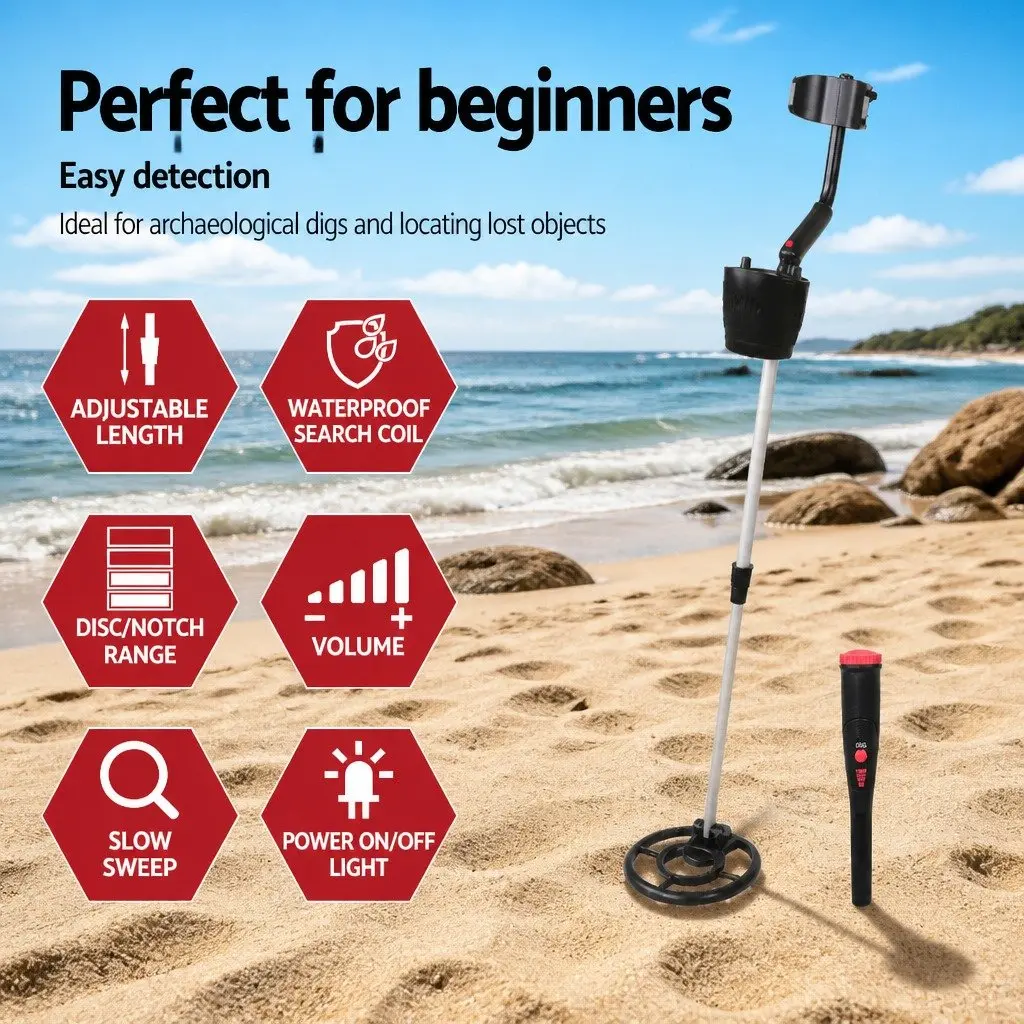 Metal Detector Pinpointer Combo Waterproof 180MM Sensitivity Adjustable Length Black