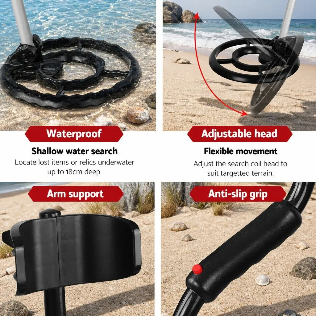 Metal Detector Pinpointer Combo Waterproof 180MM Sensitivity Adjustable Length Black