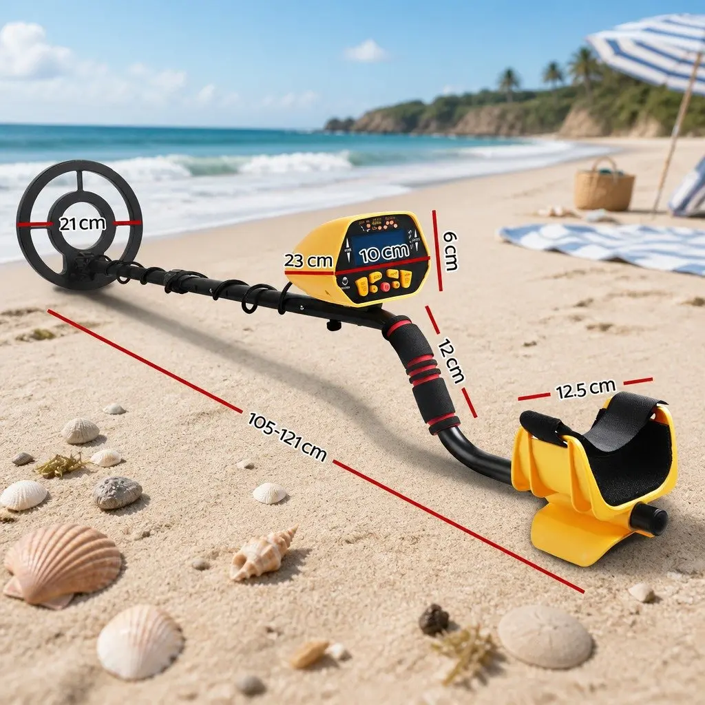 Metal Detector Pinpoint Function Waterproof Yellow 180MM Adjustable Shaft LCD Display