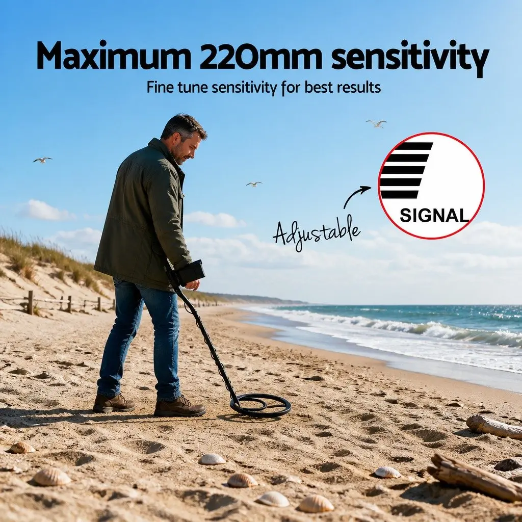 Metal Detector Waterproof Search Coil 220MM LCD Screen Black
