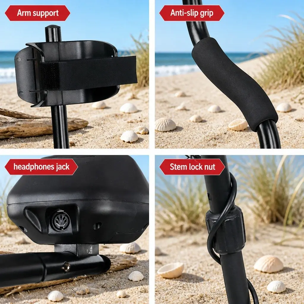 Metal Detector Waterproof Search Coil 220MM LCD Screen Black