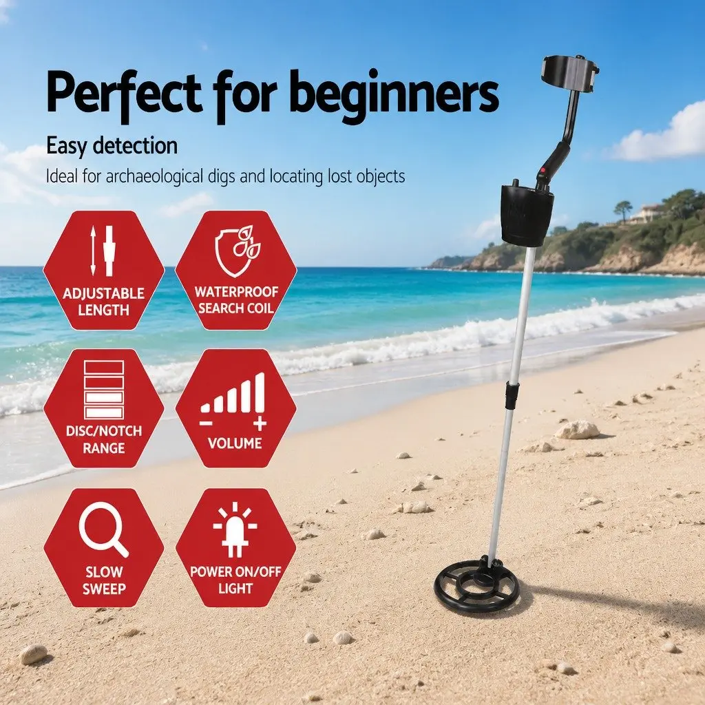 Metal Detector for Treasure Hunting 180MM Waterproof Search Coil Black Adjustable Length