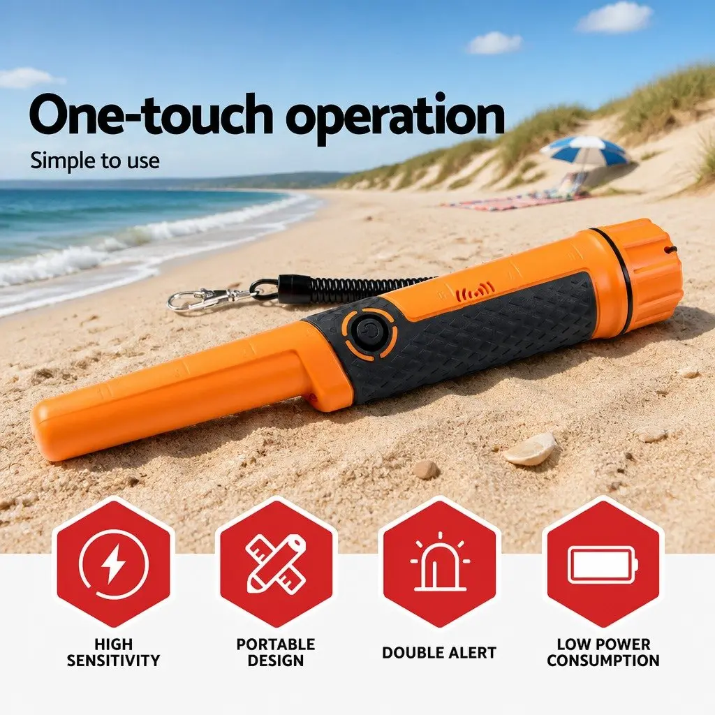 Metal Detector Waterproof Pinpointer Handheld 40MM Black and Orange