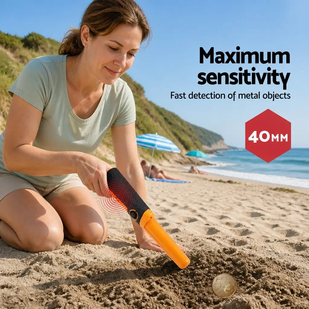 Metal Detector Waterproof Pinpointer Handheld 40MM Black and Orange