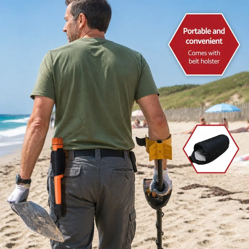 Metal Detector Waterproof Pinpointer Handheld 40MM Black and Orange