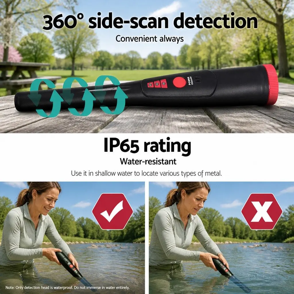 Handheld Pinpointer Metal Detector 40MM Sensitive Waterproof Black