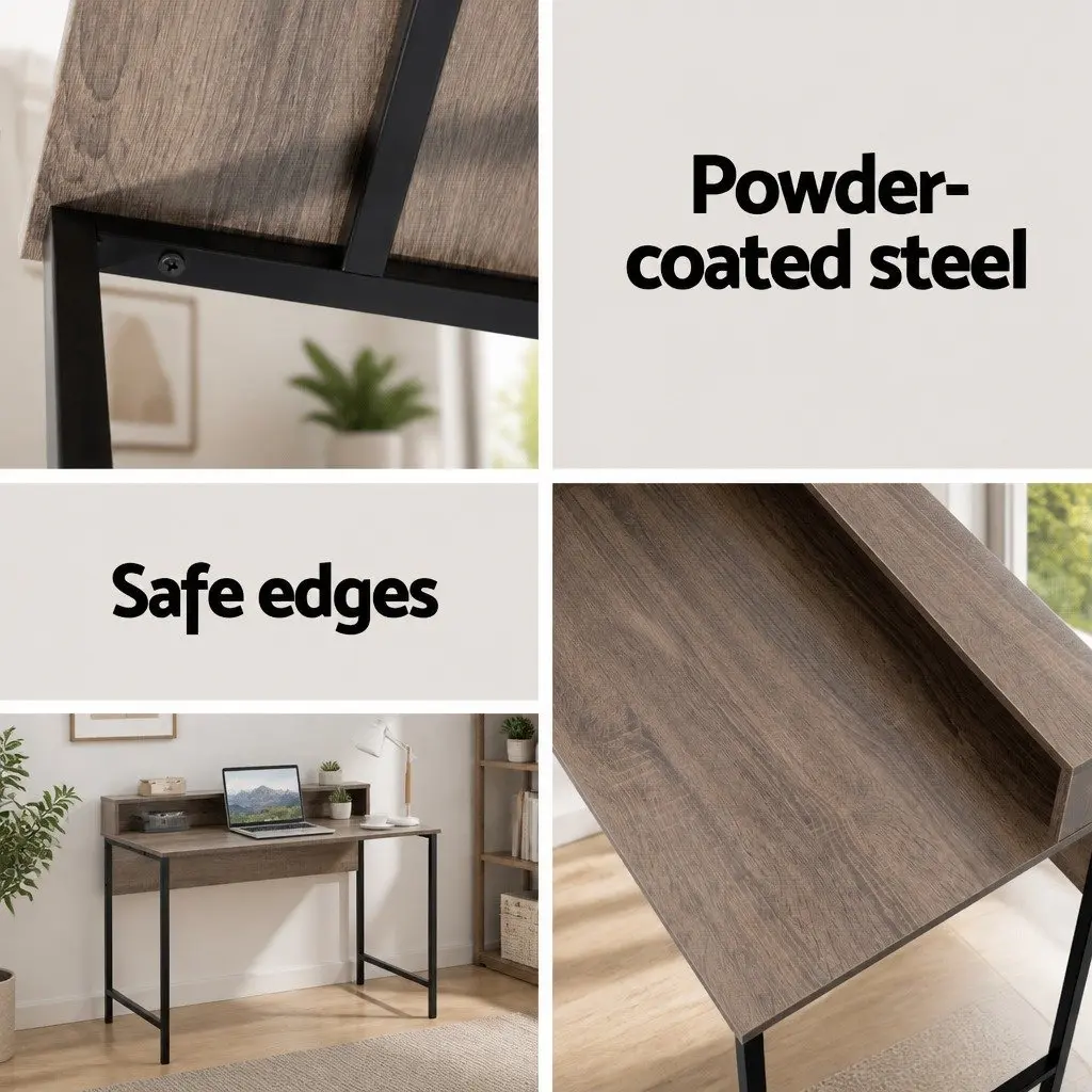Computer Desk with Shelf Oak Top 100cm Workstation Storage Study Table