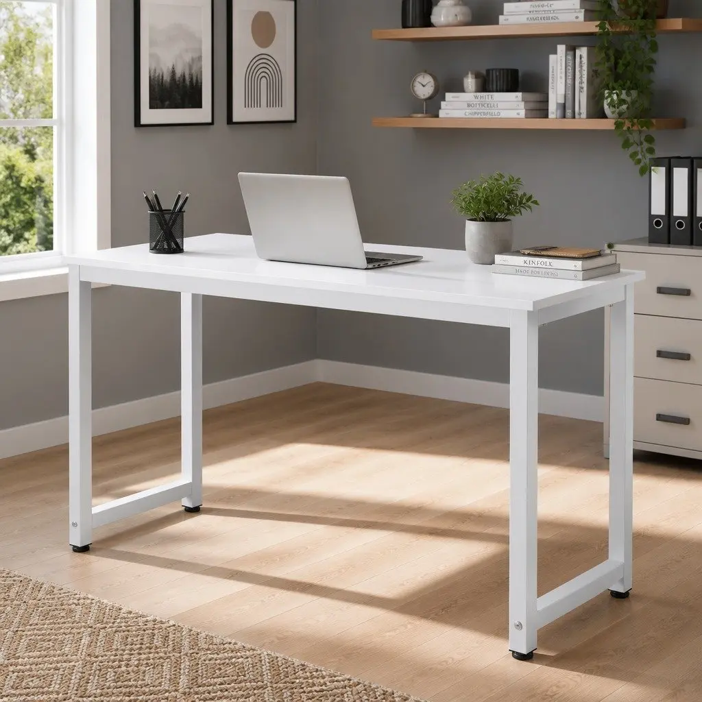 White Computer Desk with Ample Workspace