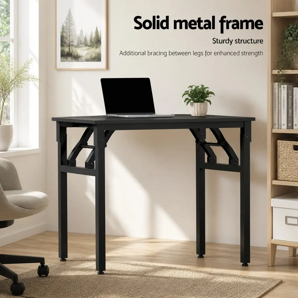Foldable Computer Desk 80cm Black Home Office Study Workstation Corner Table
