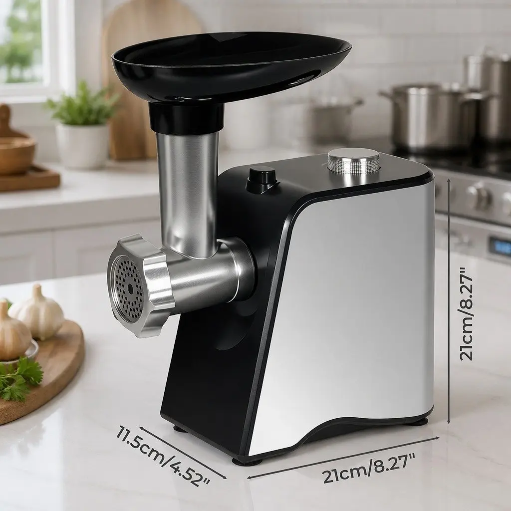 Electric Meat Grinder 2800W 4-in-1 Kitchen Appliance Black and Silver