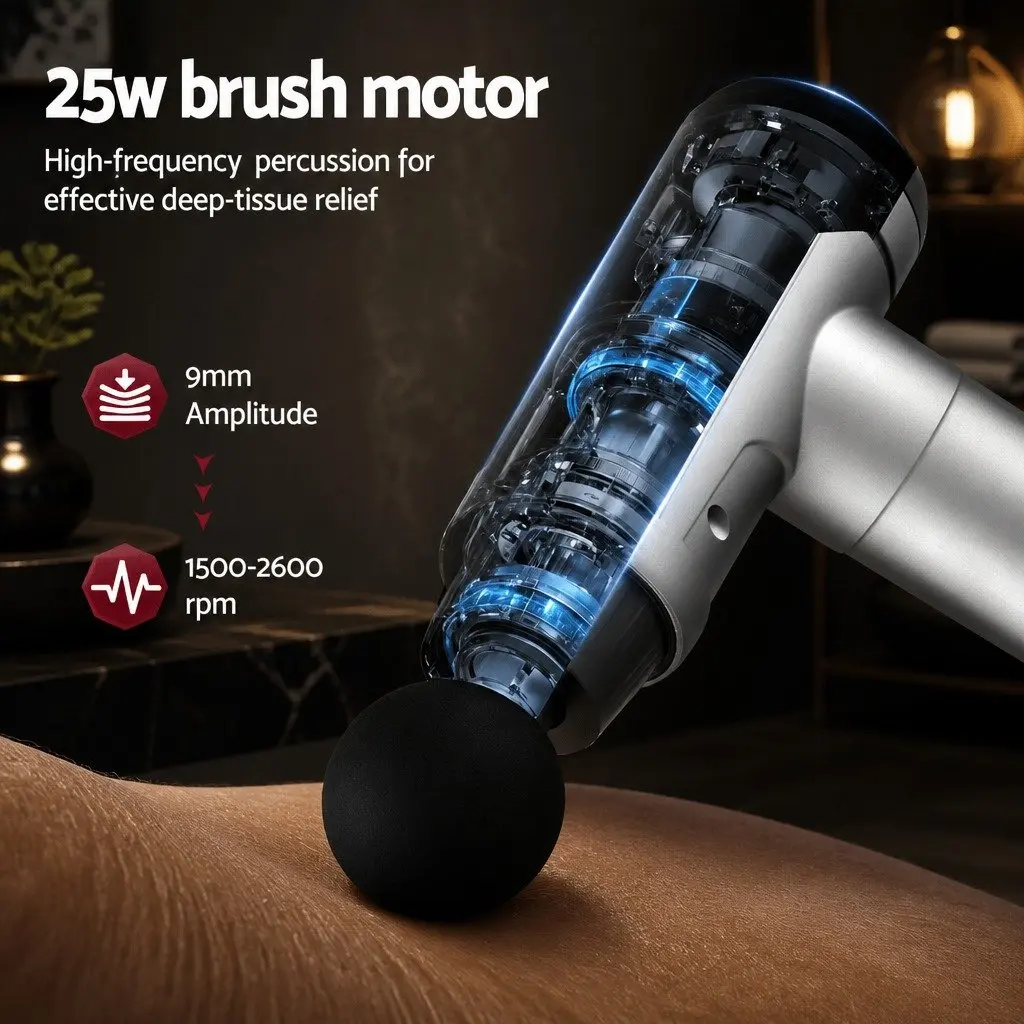 Massage Gun Vibration Therapy 30 Speed 6 Head Black