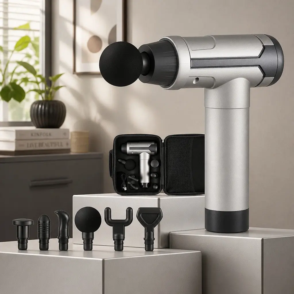 Massage Gun Vibration Therapy 30 Speed 6 Head Black