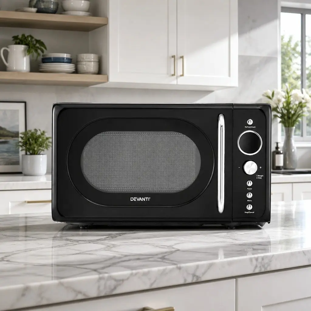 Microwave Oven 20L Digital Black Kitchen 700W 8 Auto Cook Menus