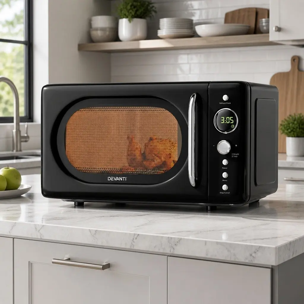 Microwave Oven 20L Digital Black Kitchen 700W 8 Auto Cook Menus