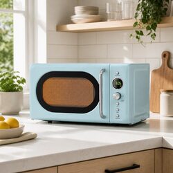 Microwave Oven 20L Blue Digital Control 8 Auto Cook Menus Defrost Timer Kitchen