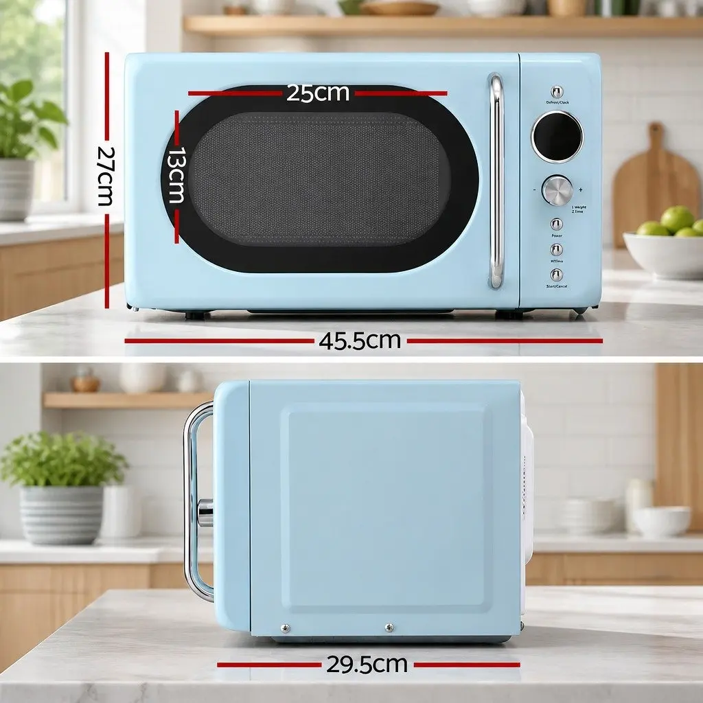 Microwave Oven 20L Digital Control Blue 8 Auto Cook Menus Defrost Timer Kitchen