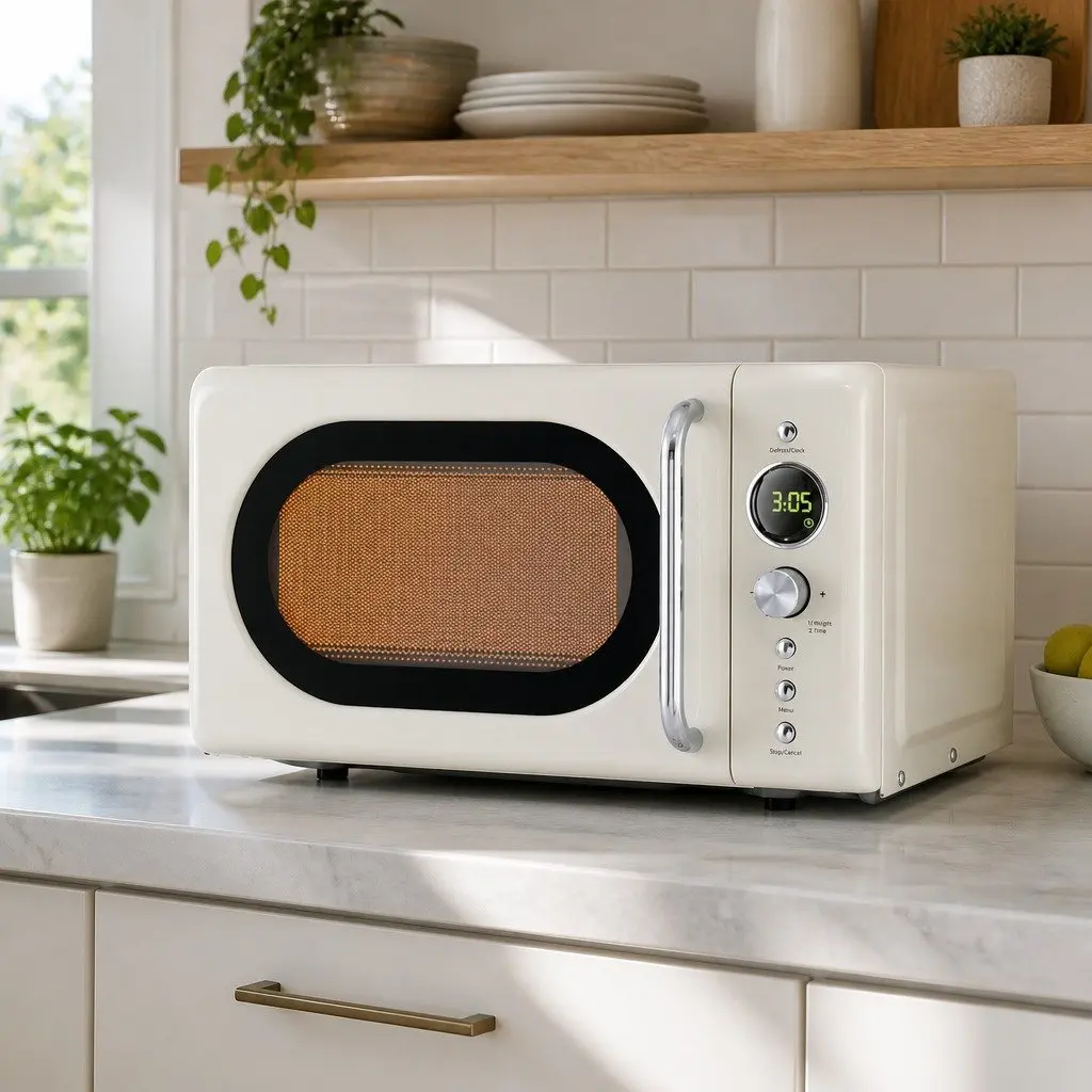 Microwave Oven 20L Digital Timer Defrost 700W Cream