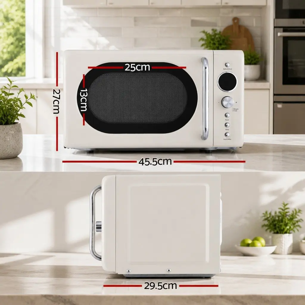 Microwave Oven 20L Digital Timer Defrost 700W Cream