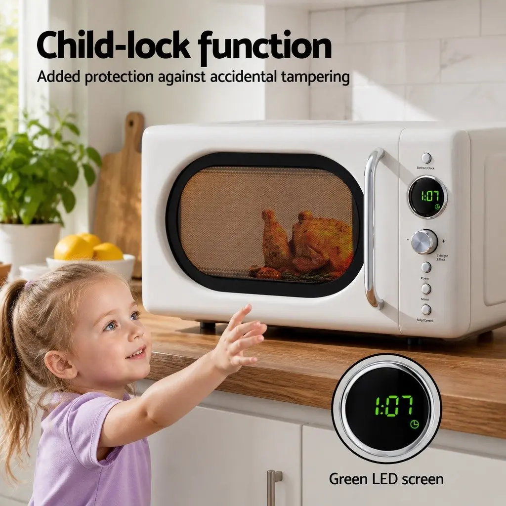 Microwave Oven 20L Digital Timer Defrost 700W Cream