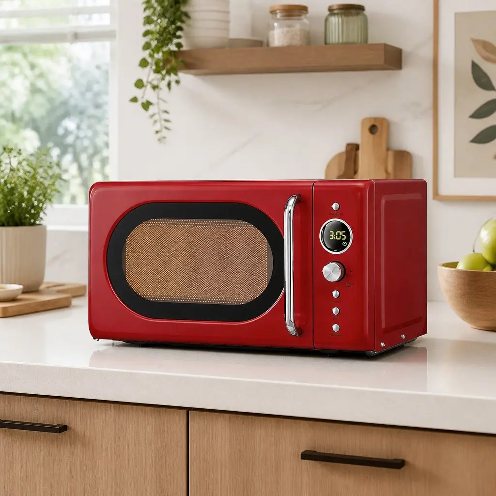 Microwave Oven 20L Digital Control Red 700W 8 Auto Cook Menus 6 Power Levels