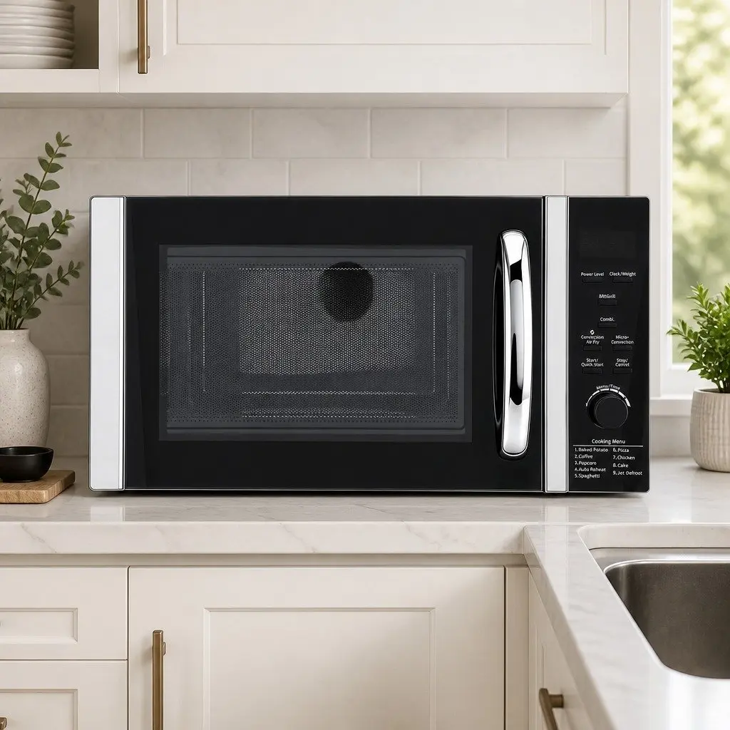 30L Black Digital Microwave Oven 4-in-1 Air Fryer Grill Convection Cooker with LED Display