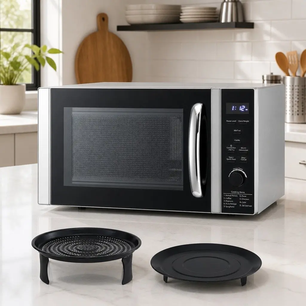30L Black Digital Microwave Oven 4-in-1 Air Fryer Grill Convection Cooker with LED Display