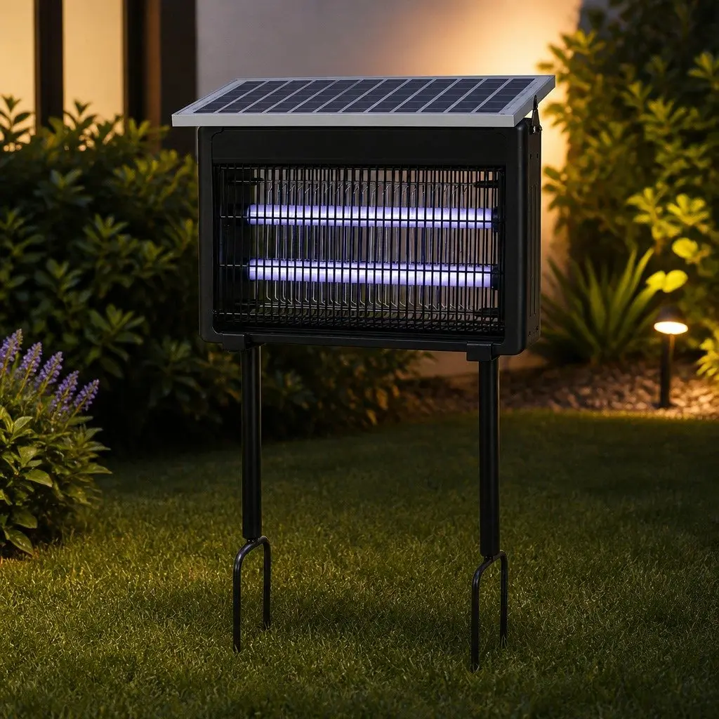 Electric Mosquito Killer Lamp Indoor Outdoor Solar USB Powered 42cm Black
