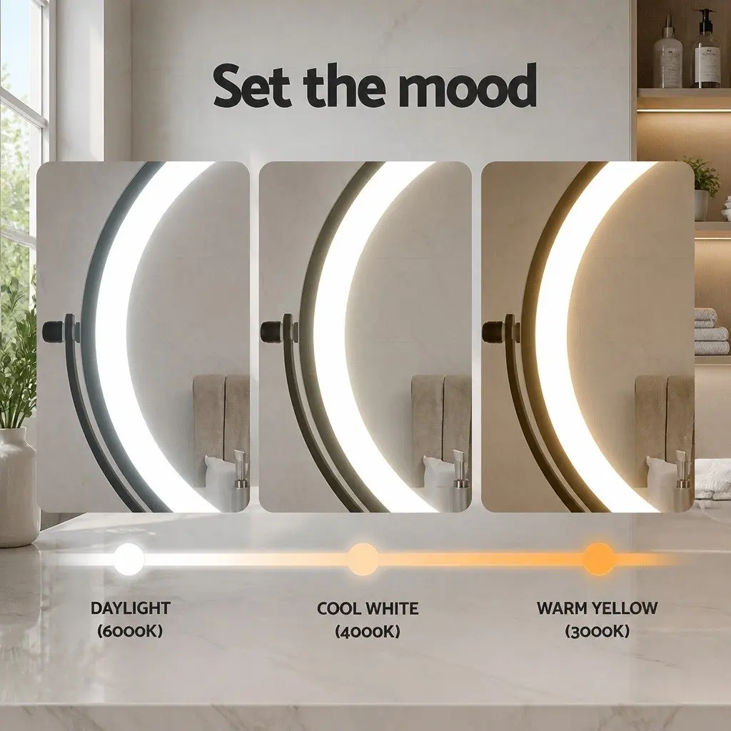Makeup Mirror Extendable 10X Magnification Brown LED Illuminated 33cm x 32cm