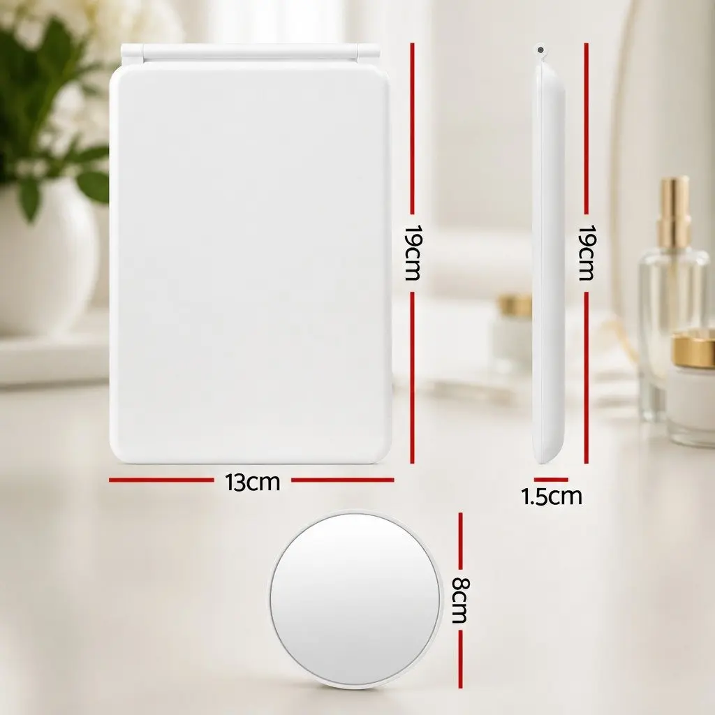 Portable Makeup Mirror with Lights 10x Magnifier Rechargeable White Travel Vanity