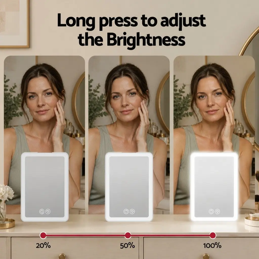 Portable Makeup Mirror with Lights 10x Magnifier Rechargeable White Travel Vanity