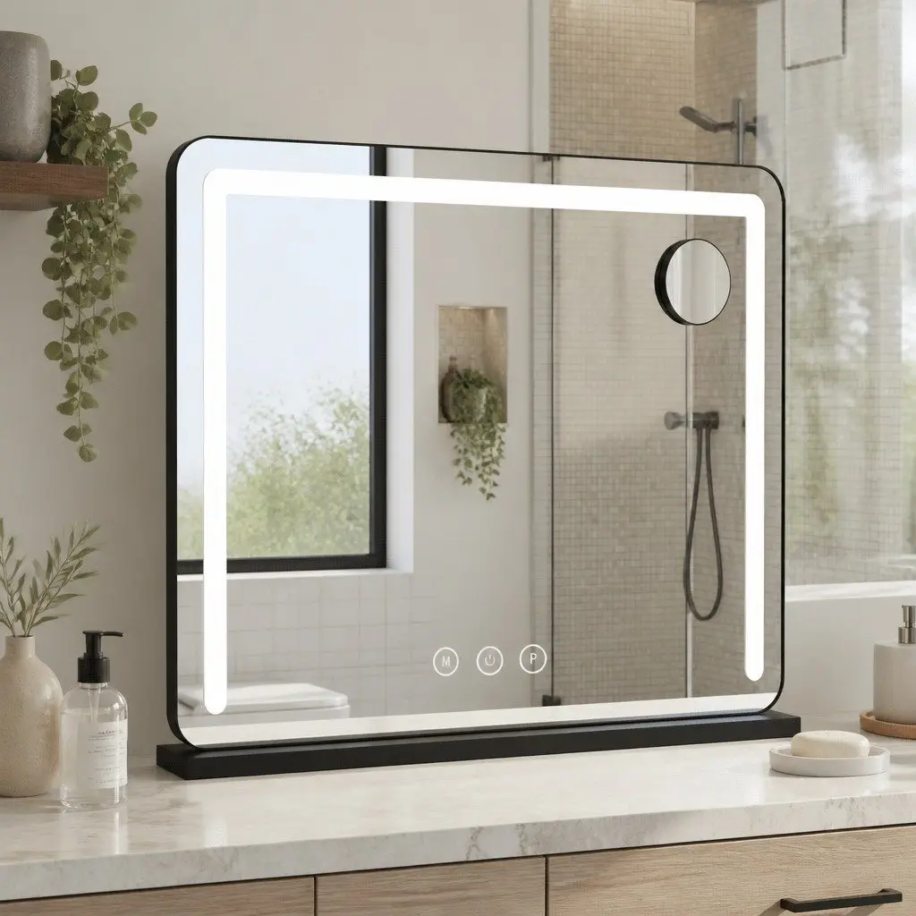 Makeup Mirror LED Light 60x50cm Tabletop Black